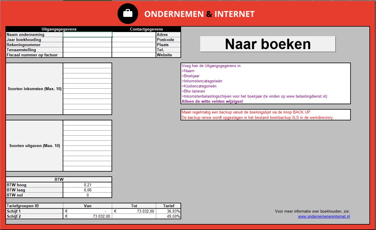 Factureer- en maand-/kwartaal-/jaarrekening software in Excel